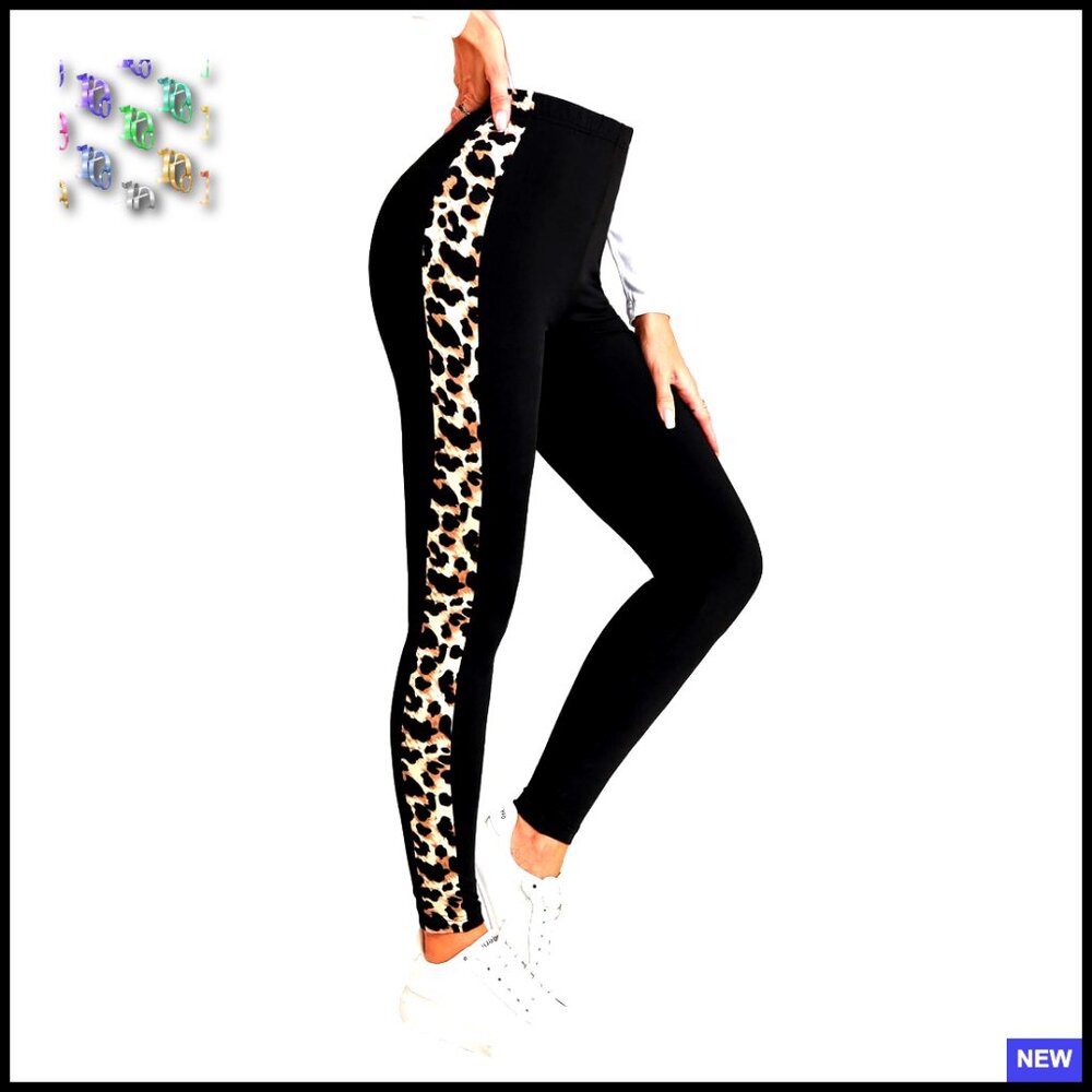 Leopard Print High Waisted Leggings Athletic Yoga Pants Stretchy Workout Wear